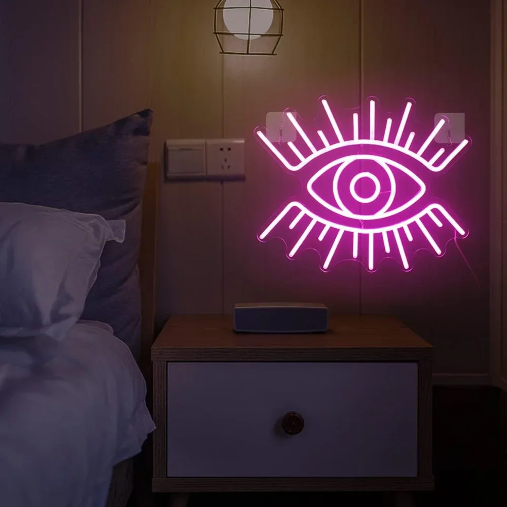 Pink Evil Eye Greek Spiritual Neon Light LED Wall Decor Dorm Bedroom Bathroom